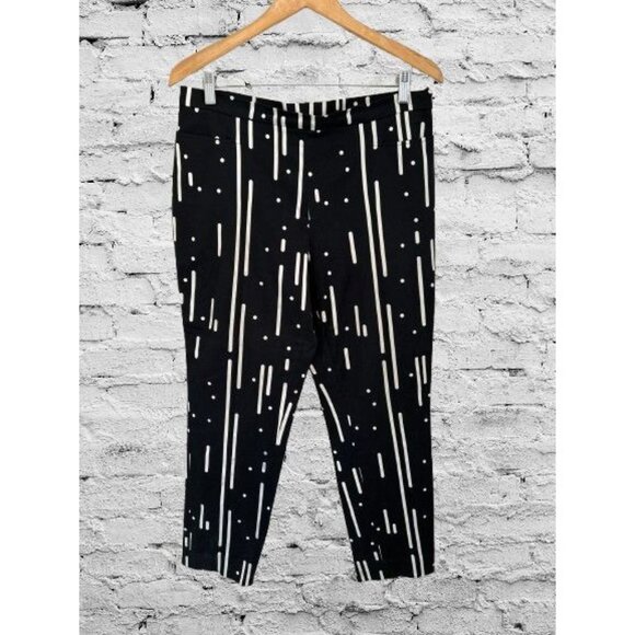 Akris Punto Printed Straight Leg Pants Size 10 Cotton Geometric Design - Picture 1 of 9